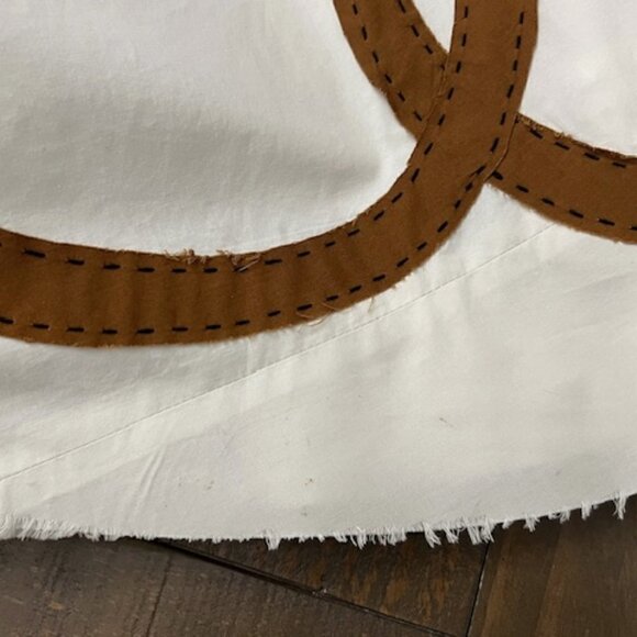 Easton Pearson Full Midi Skirt White & Brown Geometric Cotton - Picture 12 of 12